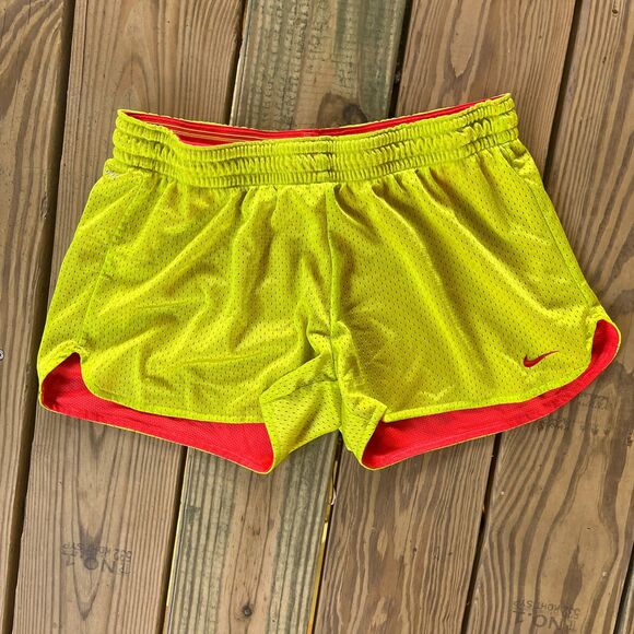 Vintage 2000s Nike Dri-Fit Mesh Shorts - Neon Yellow - Drawstring - Women's M - Picture 1 of 6